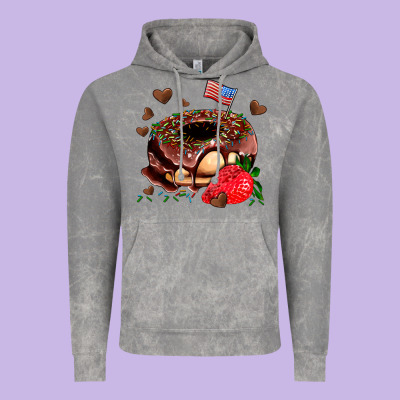 Donut Strawberry And Usa Flag Vintage Hoodie Designed By Adodesignshop