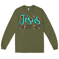 Army Green jesus loves you Long Sleeve Tee - JahusDesignShop