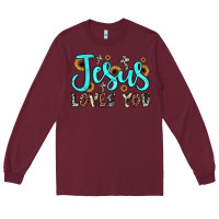 Burgundy jesus loves you Long Sleeve Tee - JahusDesignShop
