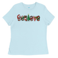 Baby Blue christmas believe Ladies Tee - RanaPortraitStore