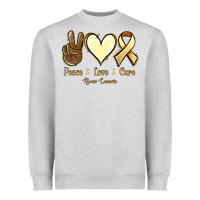 Heather Grey Peace Love Cure Bone Cancer Heavyweight Sweatshirt - Jasminsmagicworld