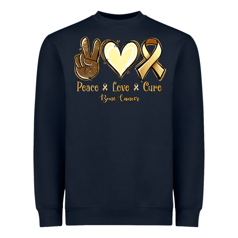 Peace Love Cure Bone Cancer Heavyweight Sweatshirt by Jasminsmagicworld | Teevron