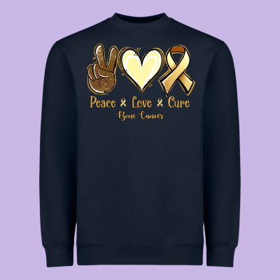 Peace Love Cure Bone Cancer Heavyweight Sweatshirt Designed By Jasminsmagicworld