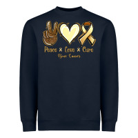 Navy Peace Love Cure Bone Cancer Heavyweight Sweatshirt - Jasminsmagicworld