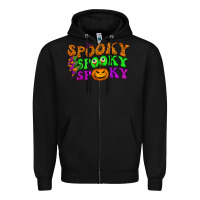 Black spooky with lightning bolt Zipper Hoodie - BundleAndBundleShop