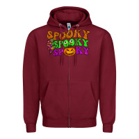Burgundy spooky with lightning bolt Zipper Hoodie - BundleAndBundleShop