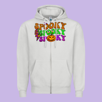 Spooky With Lightning Bolt Zipper Hoodie Designed By Bundleandbundleshop
