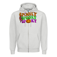 Dove Grey spooky with lightning bolt Zipper Hoodie - BundleAndBundleShop