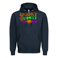 Navy spooky with lightning bolt Zipper Hoodie - BundleAndBundleShop