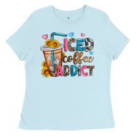 Baby Blue iced coffee addict Ladies Tee - Zillion Design Studio