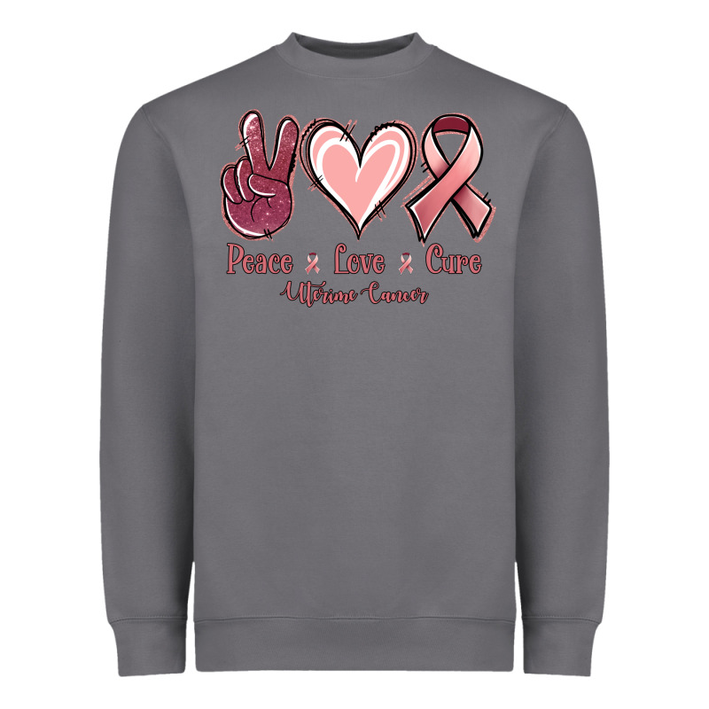 Peace Love Cure Uterine Cancer Heavyweight Sweatshirt by Jasminsmagicworld | Teevron