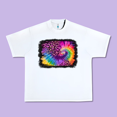 Tie Dye Leopard Glitter Background Urban Heavy Tee Designed By Jasminsmagicworld