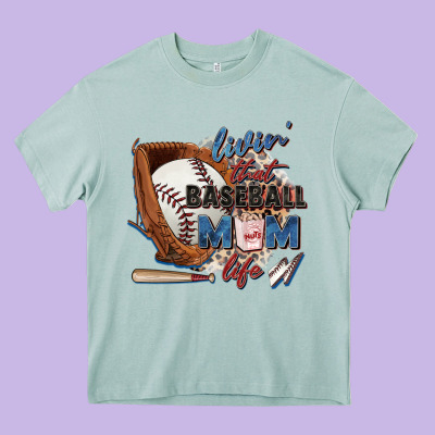 Livin' That Baseball Mom Life Heavy Core Tee Designed By Zillion Design Studio