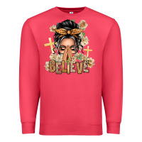 Cardinal Gray Hair Believe Praying Caucasian Messy Bun Premium Sweatshirt - texasbilliewilder