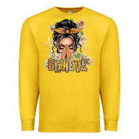 Lemon Gray Hair Believe Praying Caucasian Messy Bun Premium Sweatshirt - texasbilliewilder