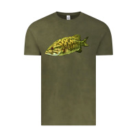 Vintage Olive Smallmouth Bass Fish Illustrations Vintage Tee - LillyAllenDesigns