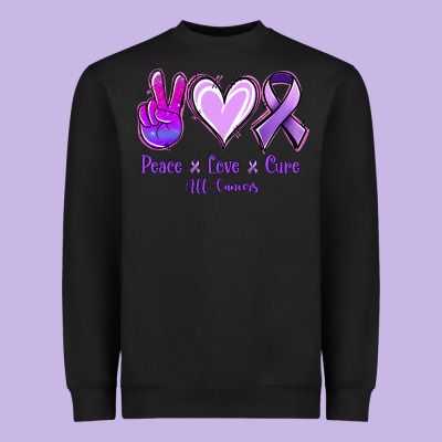 Peace Love Cure All Cancers Heavyweight Sweatshirt Designed By Jasminsmagicworld