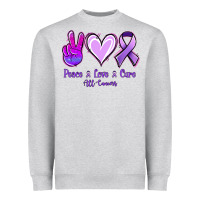 Heather Grey Peace Love Cure All Cancers Heavyweight Sweatshirt - Jasminsmagicworld