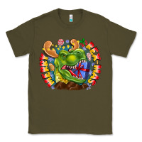 Army Green Merry Rexmas Classic Tee - CowhideDigitalArt