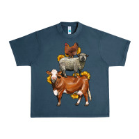 Midnight Navy farm animals stack Urban Heavy Tee - LillyAllenDesigns