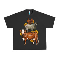 Pigment Black farm animals stack Urban Heavy Tee - LillyAllenDesigns