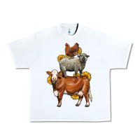 White farm animals stack Urban Heavy Tee - LillyAllenDesigns