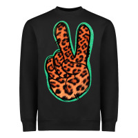 Black Orange Leopard Peace Sign Heavyweight Sweatshirt - Jasminsmagicworld