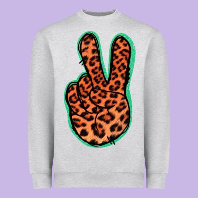 Orange Leopard Peace Sign Heavyweight Sweatshirt Designed By Jasminsmagicworld