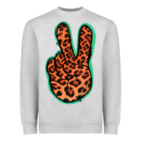 Heather Grey Orange Leopard Peace Sign Heavyweight Sweatshirt - Jasminsmagicworld