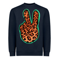 Navy Orange Leopard Peace Sign Heavyweight Sweatshirt - Jasminsmagicworld