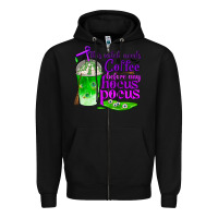 Black this witch needs coffee before any hocus pocus Zipper Hoodie - BundleAndBundleShop