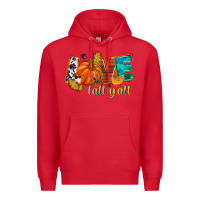 Red Love Fall y'all Premium Hoodie - NancyCooperArtShop