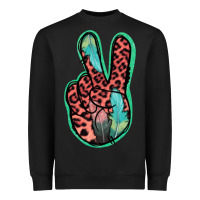 Black Feather Pink Leopard Peace Sign Heavyweight Sweatshirt - Jasminsmagicworld