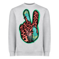 Feather Pink Leopard Peace Sign Heavyweight Sweatshirt | Teevron