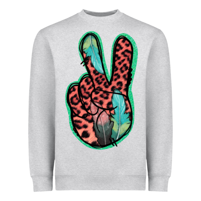 Feather Pink Leopard Peace Sign Heavyweight Sweatshirt by Jasminsmagicworld | Teevron