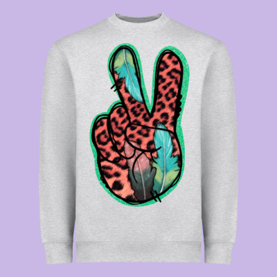 Feather Pink Leopard Peace Sign Heavyweight Sweatshirt Designed By Jasminsmagicworld