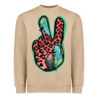Mushroom Feather Pink Leopard Peace Sign Heavyweight Sweatshirt - Jasminsmagicworld
