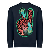 Navy Feather Pink Leopard Peace Sign Heavyweight Sweatshirt - Jasminsmagicworld