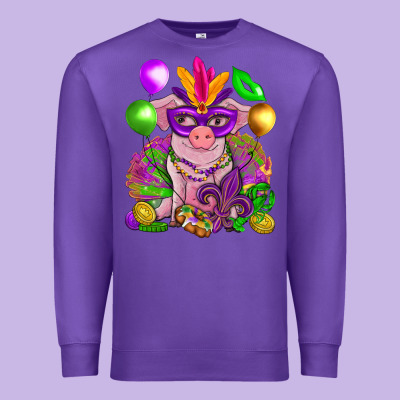 Mardi Gras Pig Premium Sweatshirt Designed By Nancycooperartshop