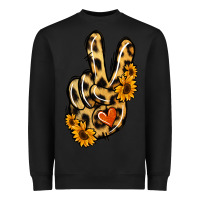 Black Leopard Sunflower Peace Sign Heavyweight Sweatshirt - Jasminsmagicworld