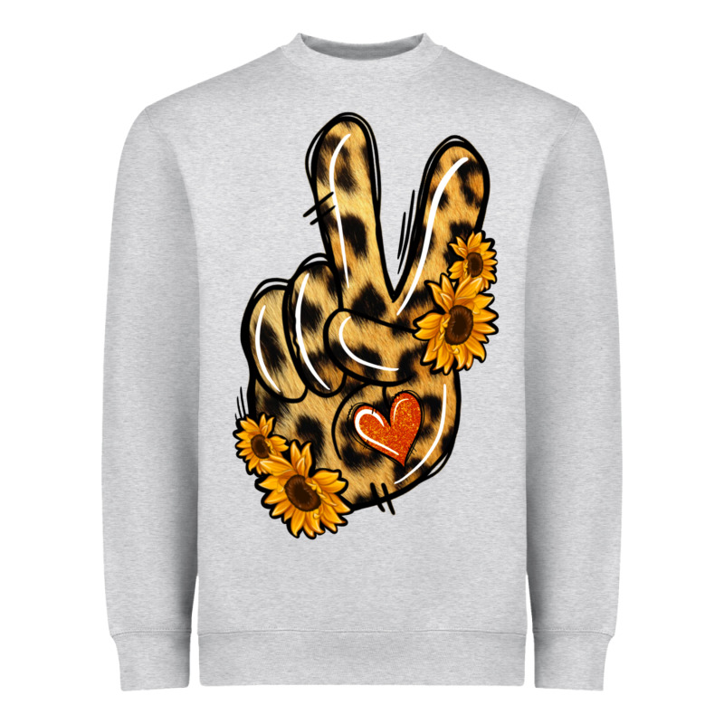 Leopard Sunflower Peace Sign Heavyweight Sweatshirt by Jasminsmagicworld | Teevron