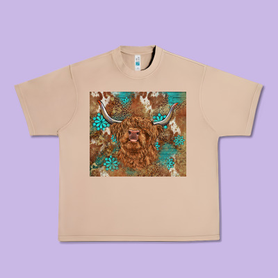 Highland Cow Turquoise Gemstones Western Patterns Urban Heavy Tee Designed By Barkaloodesign