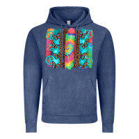 Vintage Denim hippie peace sign butterfly leopard and tie dye brushstroke Vintage Hoodie - Artiststas