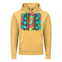 Vintage Mustard hippie peace sign butterfly leopard and tie dye brushstroke Vintage Hoodie - Artiststas