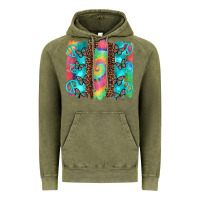 Vintage Olive hippie peace sign butterfly leopard and tie dye brushstroke Vintage Hoodie - Artiststas