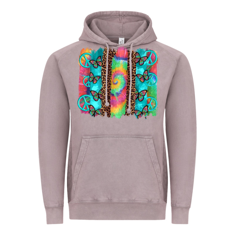 Hippie Peace Sign Butterfly Leopard And Tie Dye Brushstroke Vintage Hoodie by Artiststas | Teevron
