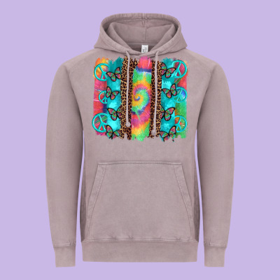 Hippie Peace Sign Butterfly Leopard And Tie Dye Brushstroke Vintage Hoodie Designed By Artiststas