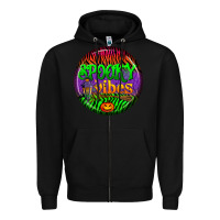Black halloween round earrings 2 Zipper Hoodie - BundleAndBundleShop