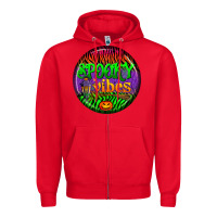 Red halloween round earrings 2 Zipper Hoodie - BundleAndBundleShop