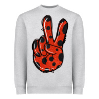 Heather Grey Ladybug Peace Sign Heavyweight Sweatshirt - Jasminsmagicworld